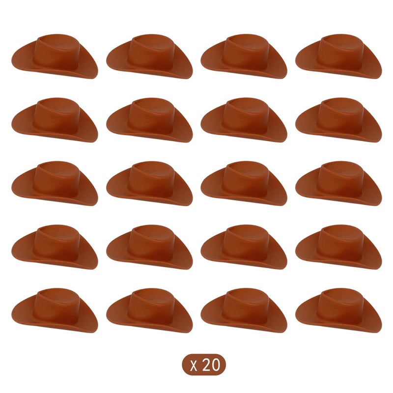 Gexolenu 20 Pcs Plastic Mini Cowboy Hat Decoration Western Cowgirl Hat Doll Hats for Dollhouse Party Decoration Boy Girl Birthday Cake Decor Supply(Brown) - Image 3